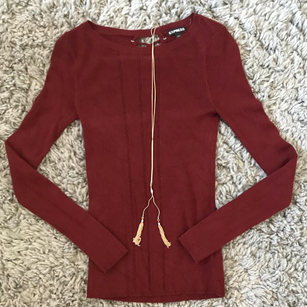 Express ribbed, lace-up top
